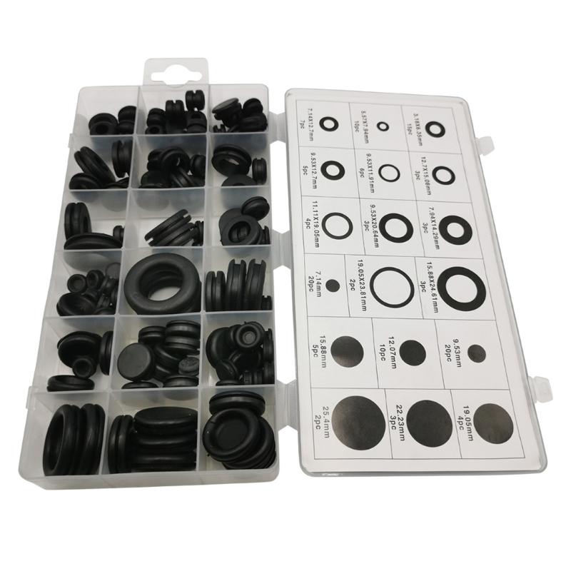 125Pcs/set Rubber Grommet Assortment Wiring Gasket Kit Rubber Grommet Eyelet Rings Gasket Assortment for Plumbing