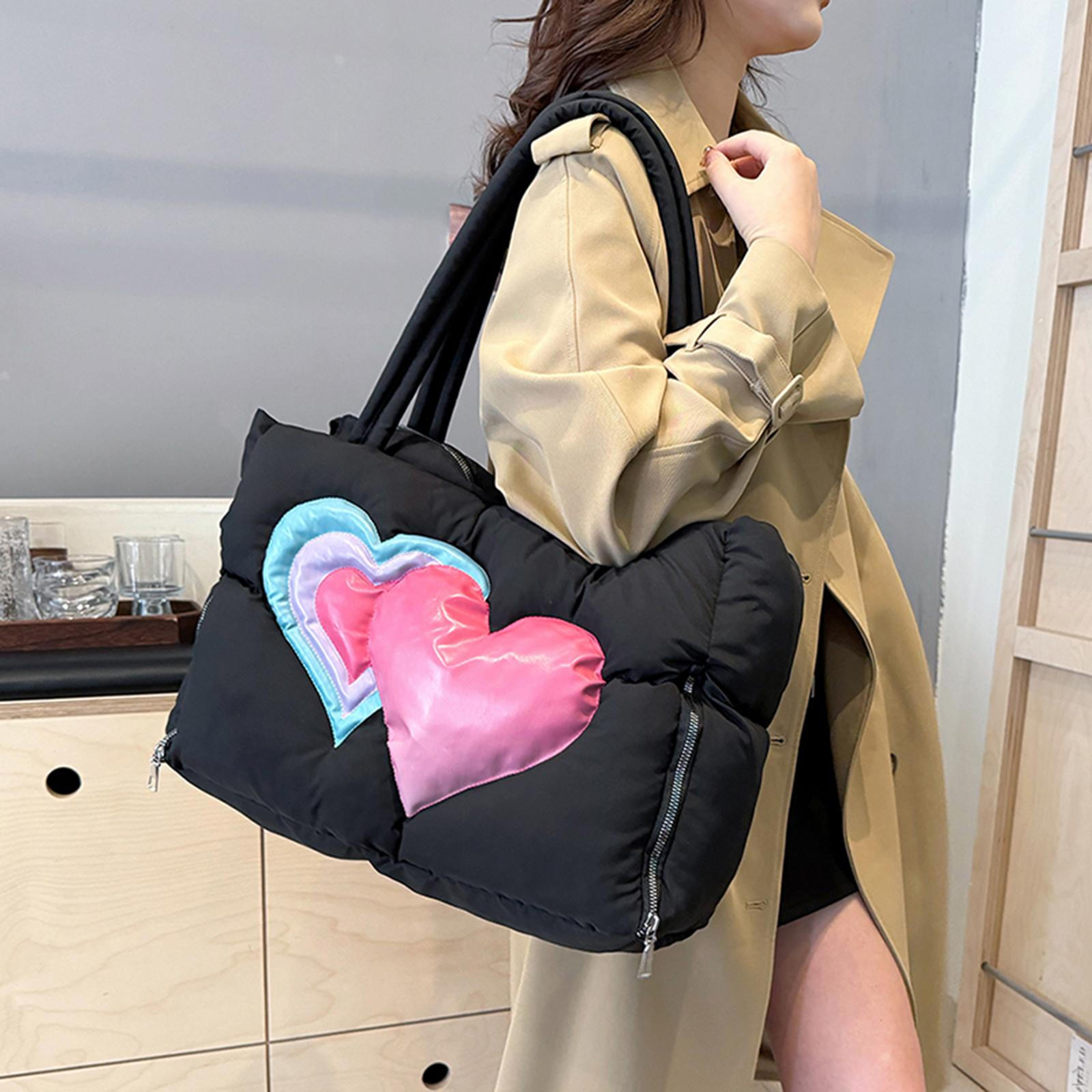 

Women Puffer Tote Bag Female Handbag for Winter Commuting Travel Street Autumn чёрный