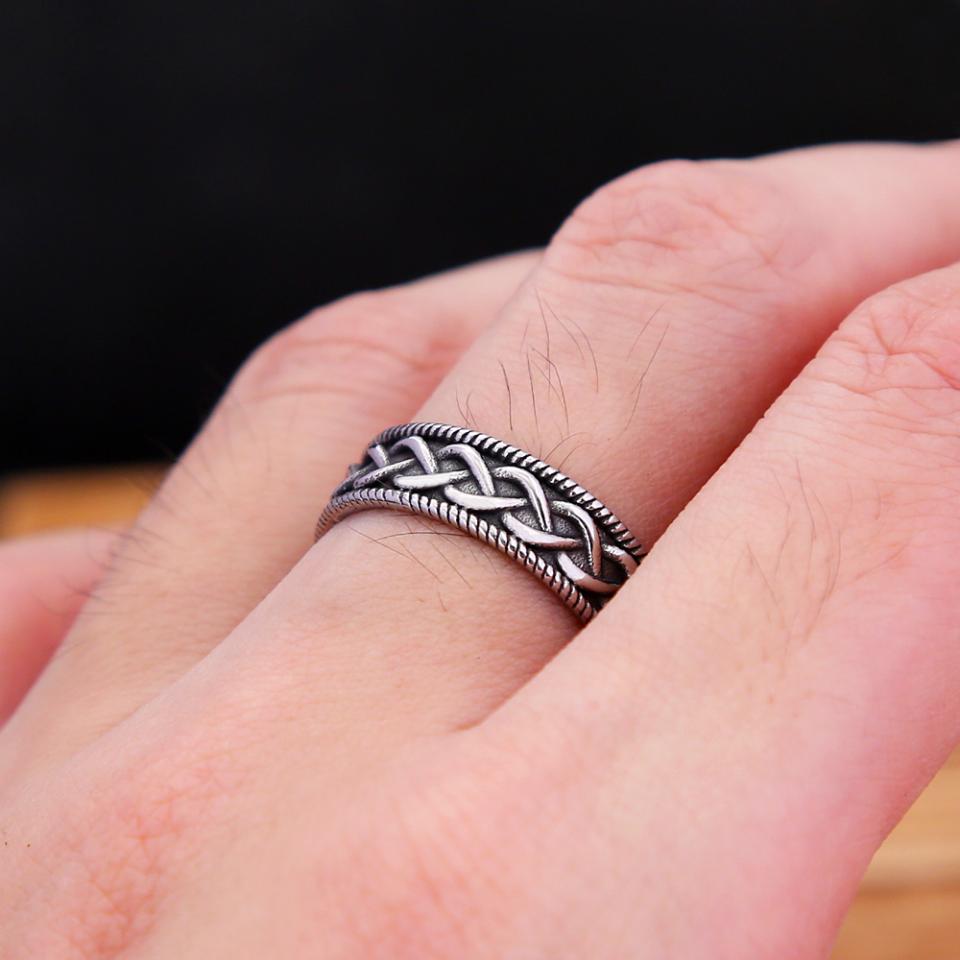 Vintage Viking Celtic Knot Ring 316L Stainless Steel For Men Women Punk Fashion Nordic Amulet Jewelry