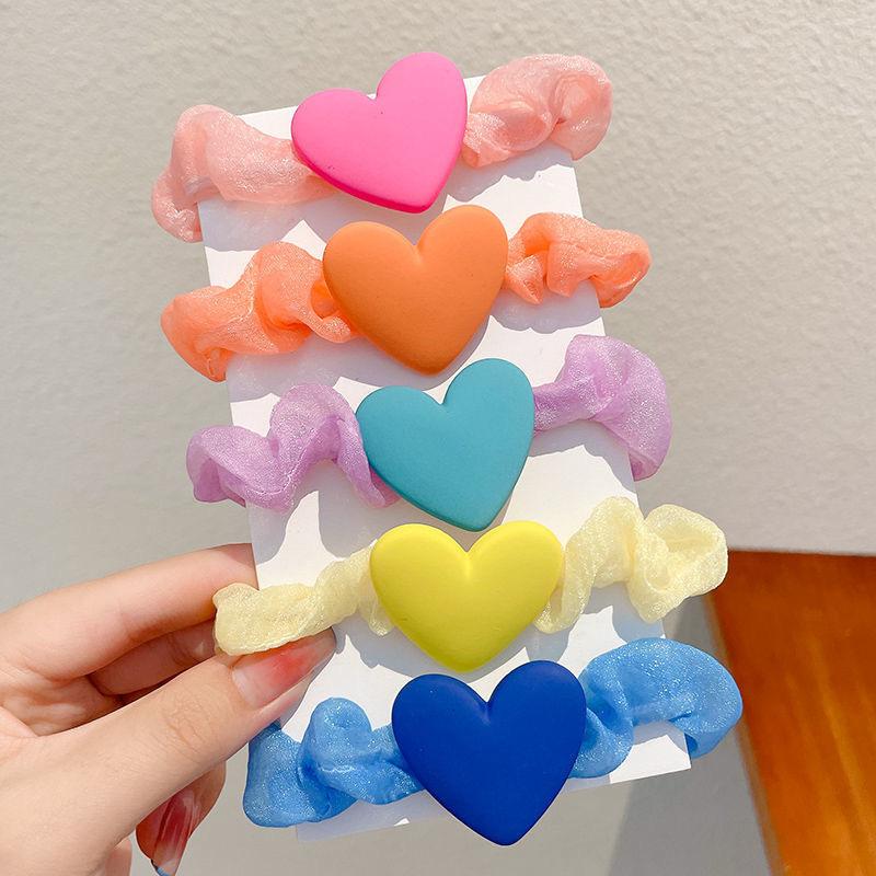 5 pieces of Korean-style children's hair bands, popular hair ties for girls, elastic and cute hair accessories for little girls.