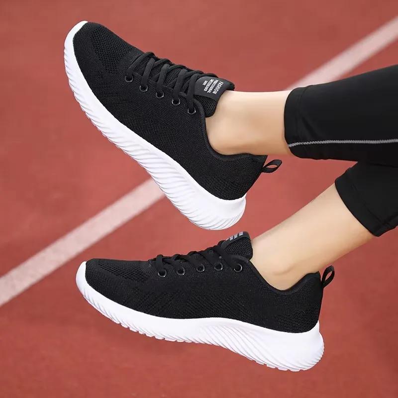 Luxury Women's Design Mesh Shoes Breathable Knitted Upper Comfortable Non Slip Sole All-weather Gym Jogging Training Sneakers