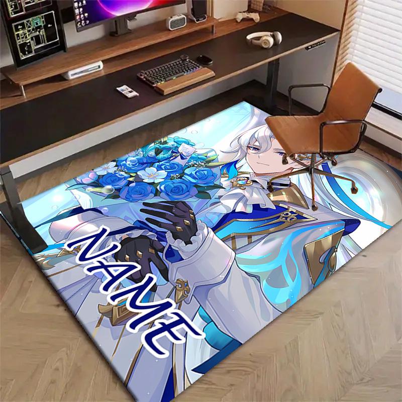 Custom Genshin Impact Mat Personalized Name, Polyester Washable Indoor Entryway Rug, Gift for Christmas, Easter, Thanksgiving Day
