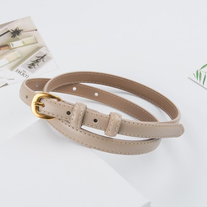 Genuine Leather Women's Thin Belt Cowhide Retro Women's Korean Style Simple Hong Kong Style Ins Style Jeans Women's Belt