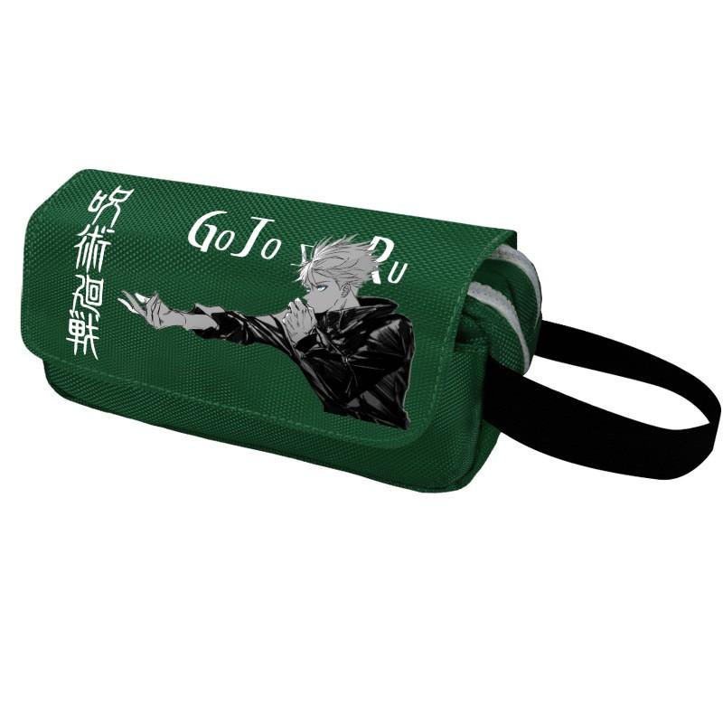 Anime Jujutsu Kaisen Pencil Case Double Zipper Large Capacity Canvas Stationery Organizer Students
