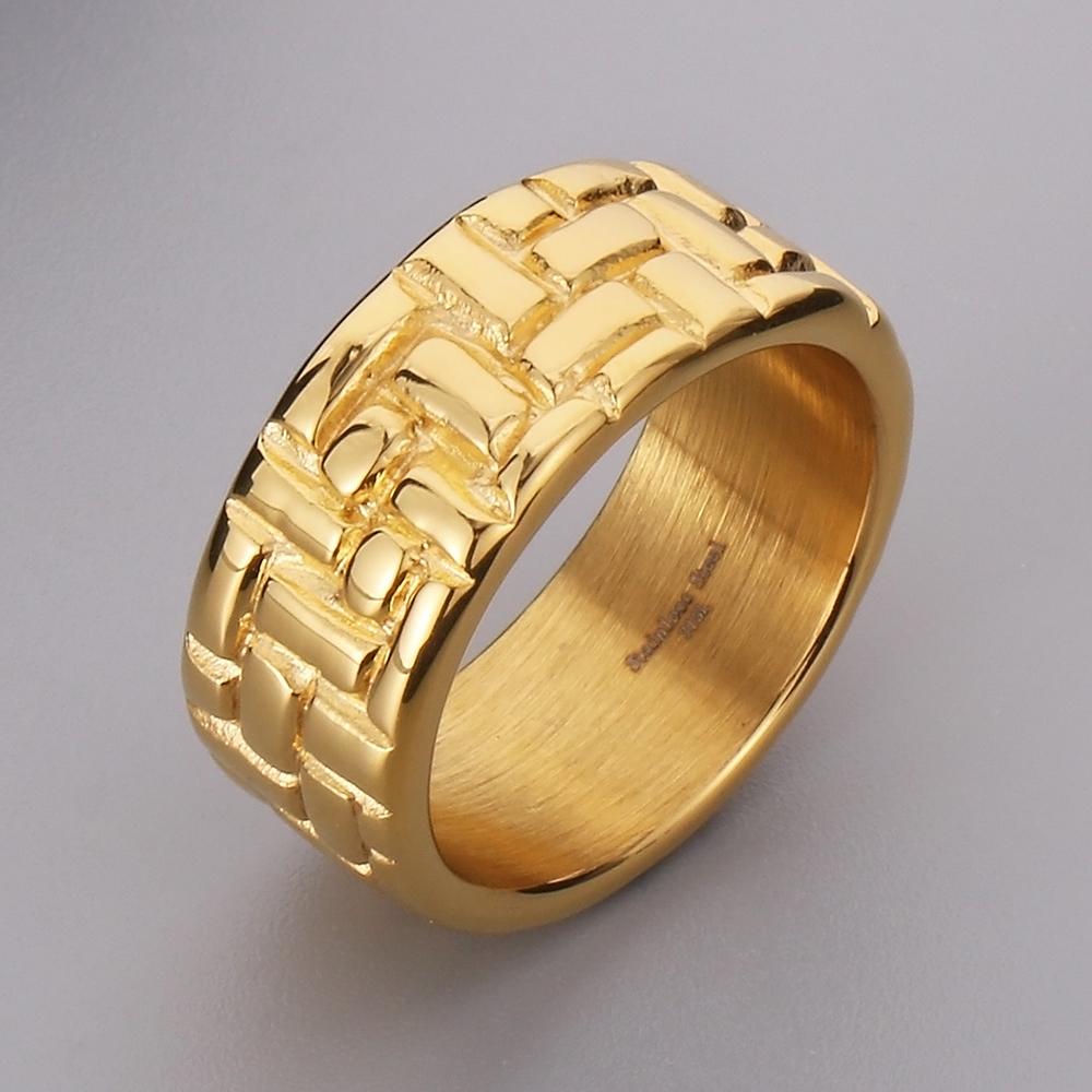 Waterproof Luxury Gold Color Stainless Steel Rings for Man Mens Rings Cool Birthday Jewelry Accessory Gifts for Him Size 9--13
