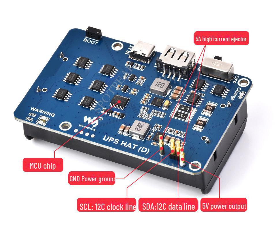 Raspberry Pi 21700 Large Capacity UPS Module: 5V Output, Simultaneously Supports Charging & Discharging