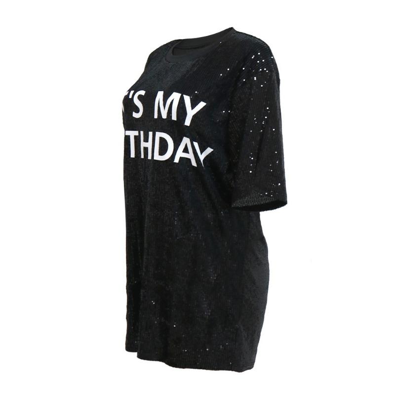 Plus Size Women's Fashion Round Neck Half Sleeve Loose Beaded Printed Nightclub Dress