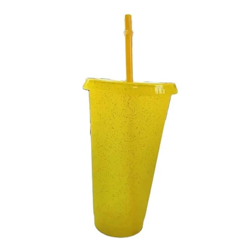 500/710ML Flitspoeder Waterfles Met Riet Deksel Plastic Herbruikbaar Gepersonaliseerd Drinkgerei Koffiedrinkbeker Kerstcadeau Praktisch Gebruik 500ml