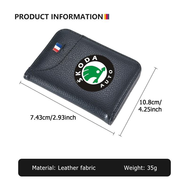 HAZJ3 Car Wallet Driver's Licence Insurance Card Holder Multi Pocket Wallet For Skoda S Kodiaq Octavia 2 3 Yeti Karoq Rapid Fabia VII