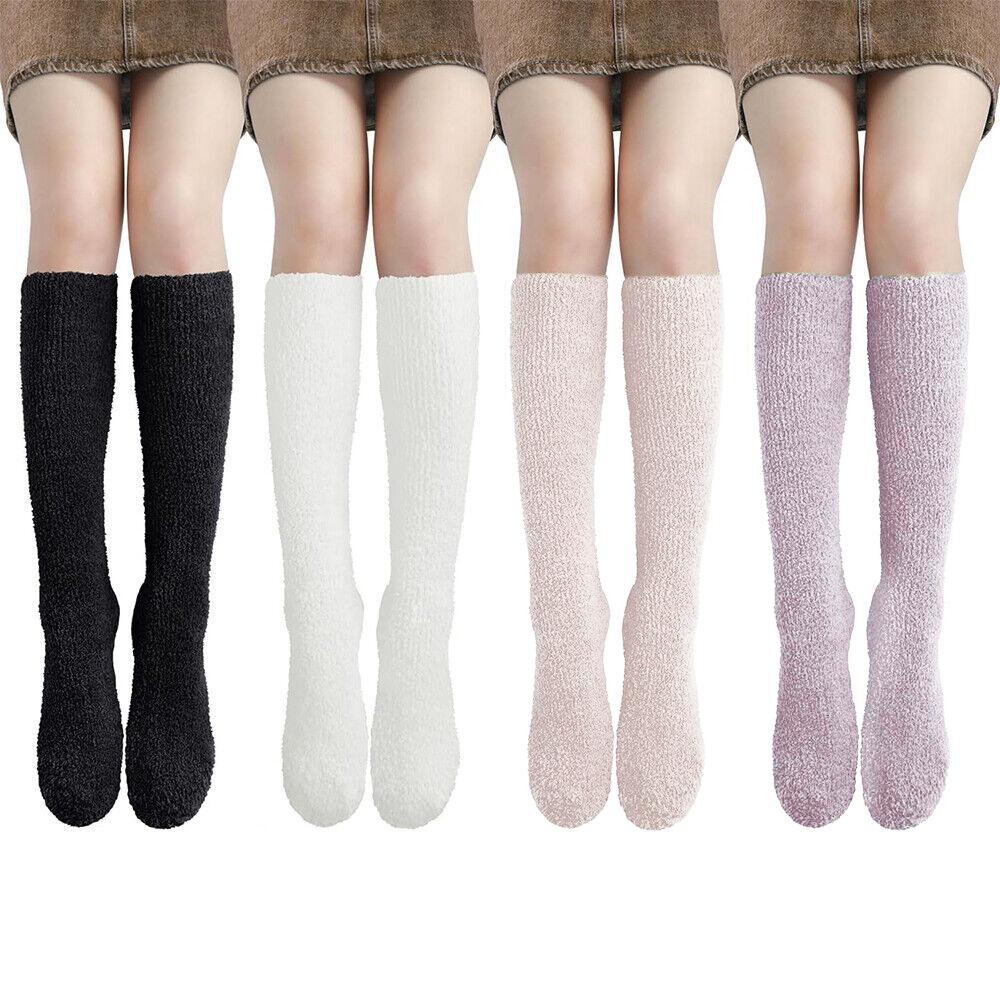 

Женские носки из кораллового флиса, зимние теплые мягкие эластичные тапочки до колена