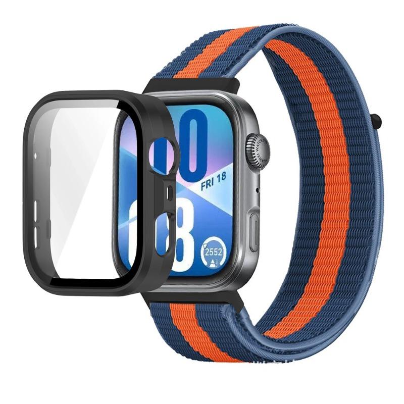 Pasek Nylonowy+Etui PC do Huawei Watch Fit 3/4/4 Pro Chroniące przed Upadkiem+Wygodna Oddychająca Opaska na Nadgarstek Correa