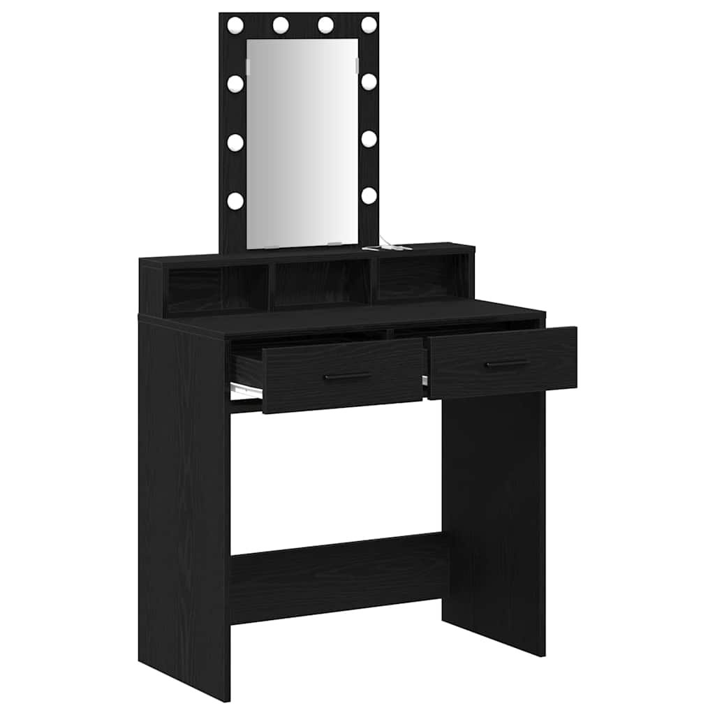 Makeup Table with Mirror Black 79 x 41 x 140 cm Engineered Wood