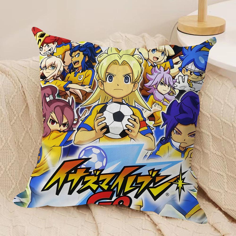 IInazuma ElevenS Anime Cushion Cover Silky Short Plush Invisible Zipper Dustproof Sofa Pillow Case For Home Decor