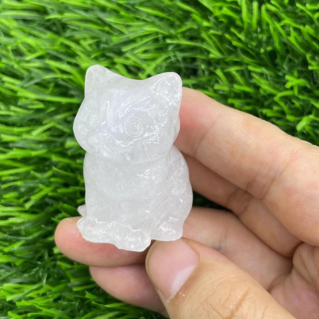 4cm Natural Stones Healing Gemstone Mini Size Carving Crafts Crystal Sitting Cats