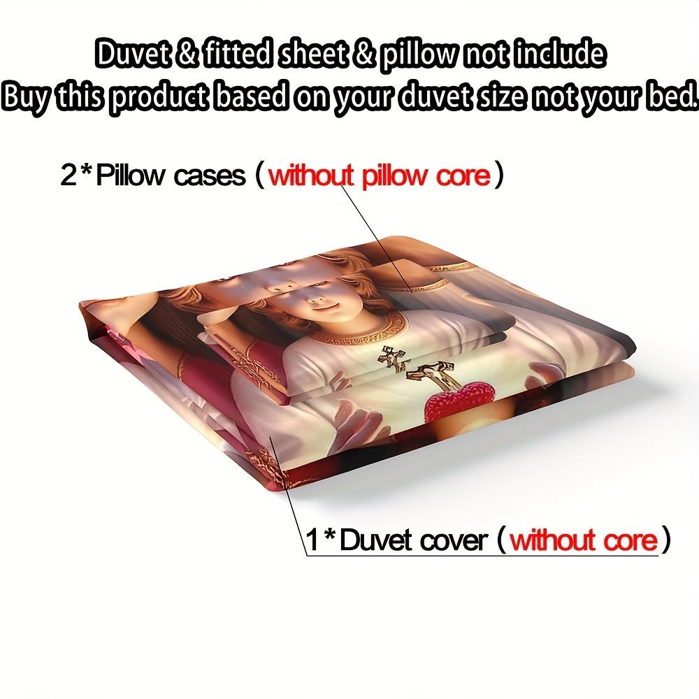 3pcs Jesus and Virgin Mary Duvet Cover Set 1 * Down Comforter + 2 * Pillowcases, No Fill, 3D Digital Print Religious Figures
