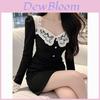 Pure Desire Lace Patchwork Dress For Spring Women Slim Fit Knitted Fabric