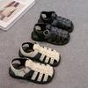 Kids Beach Shoes Soild Color Versatile Children Sandals Hollowed-out Hook&loop 2025 Summer New Boys Girls Casual Shoes Non-slip