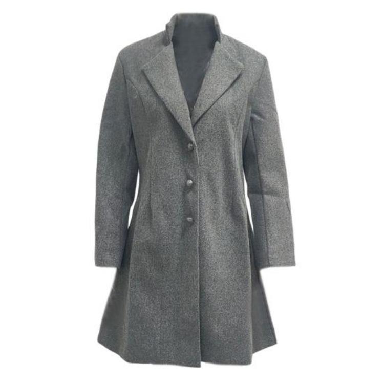 Women Woolen Turn Down Collar Solid Color Single Breasted Slim Fit Thermal Long Sleeve Jacket Coat for Women Commuting Dating Spring