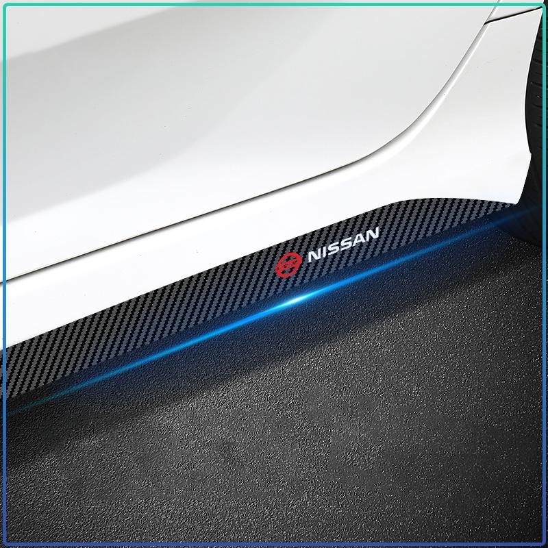 2pcs Carbon Car Door Side Skirt Sill Stripe Sticker Decals Styling For Nissan GTR X-trail Tiida Qashqai J10 J11 Leaf Kicks Versa Teana Skyline Almera