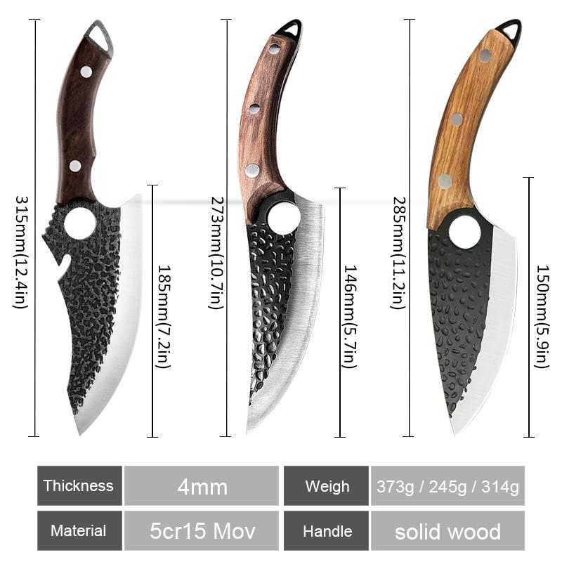 Zestaw noży myśliwskich do tasaka do mięsa, ręcznie kuty nóż do filetowania, serbski nóż szefa kuchni, nóż kuchenny ze stali nierdzewnej, nóż do ryb i rzeźnika
