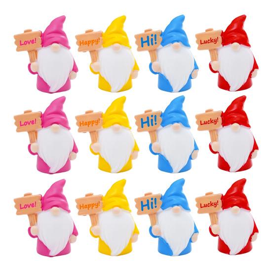12Pcs Mini Holding Sign Gnome Figurine Tiny Faceless Dwarf Resin Statue Miniature Elf Ornament Fairy Garden Decoration