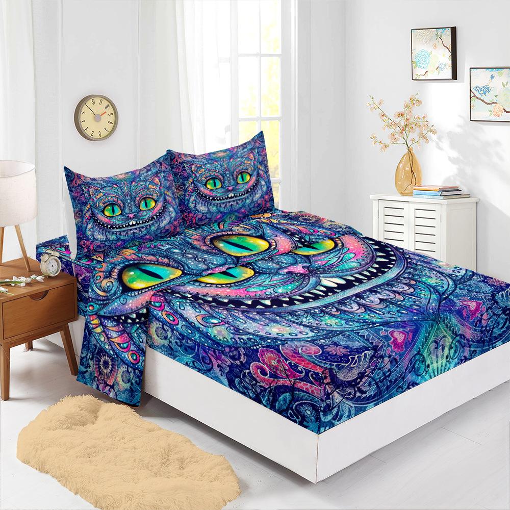 

Four-Piece Digital Printing Mattress Protective Cover For Animal Cats (90cm * 190cm * 40cm) Pillowcase * 1