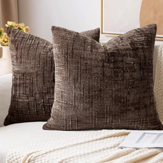 Textured Pillow Cover 18" x 18" Solid Color Throw Pillow Cover Decorative Pillow Case with Hidden Zipper for Couch Sofa Car Travel