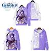 Genshin Impact Raiden Shogun Unisex-Kapuzenpullover mit Reißverschluss, Cosplay-Kostüm