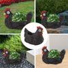 Flower Pot Hen Shape Resin   Pot with Auto Light Sensing Solar Light for Outdoor Garden