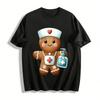 Christmas Nurse Gingerbread Man Print Casual Top Pure Cotton T-shirt