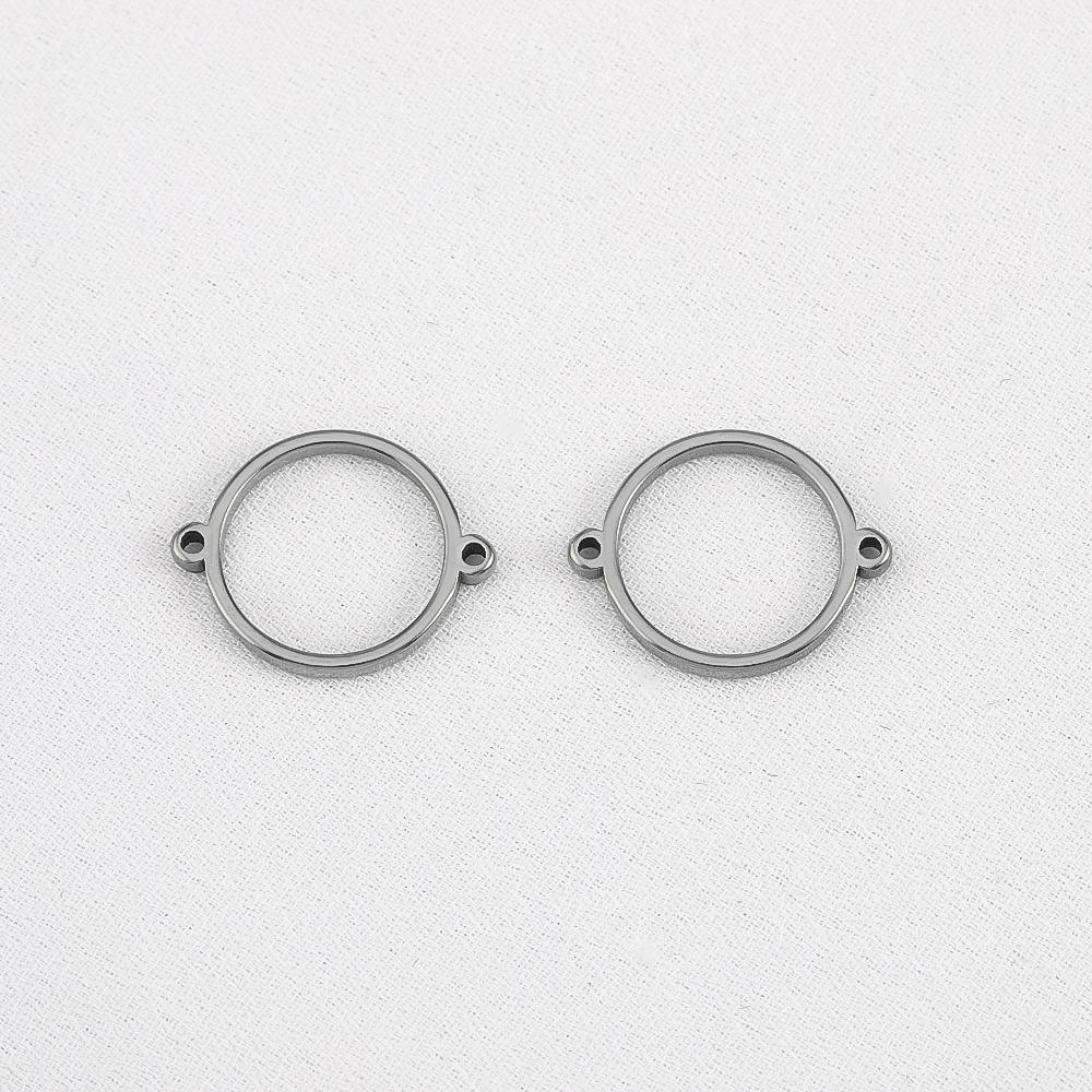 

10Pcs Stainless Steel Embossed Pleats Double Hole Circle Charm Pendant Necklace Cabochon Tray Bezel Blank Setting Jewelry Making 10pcs