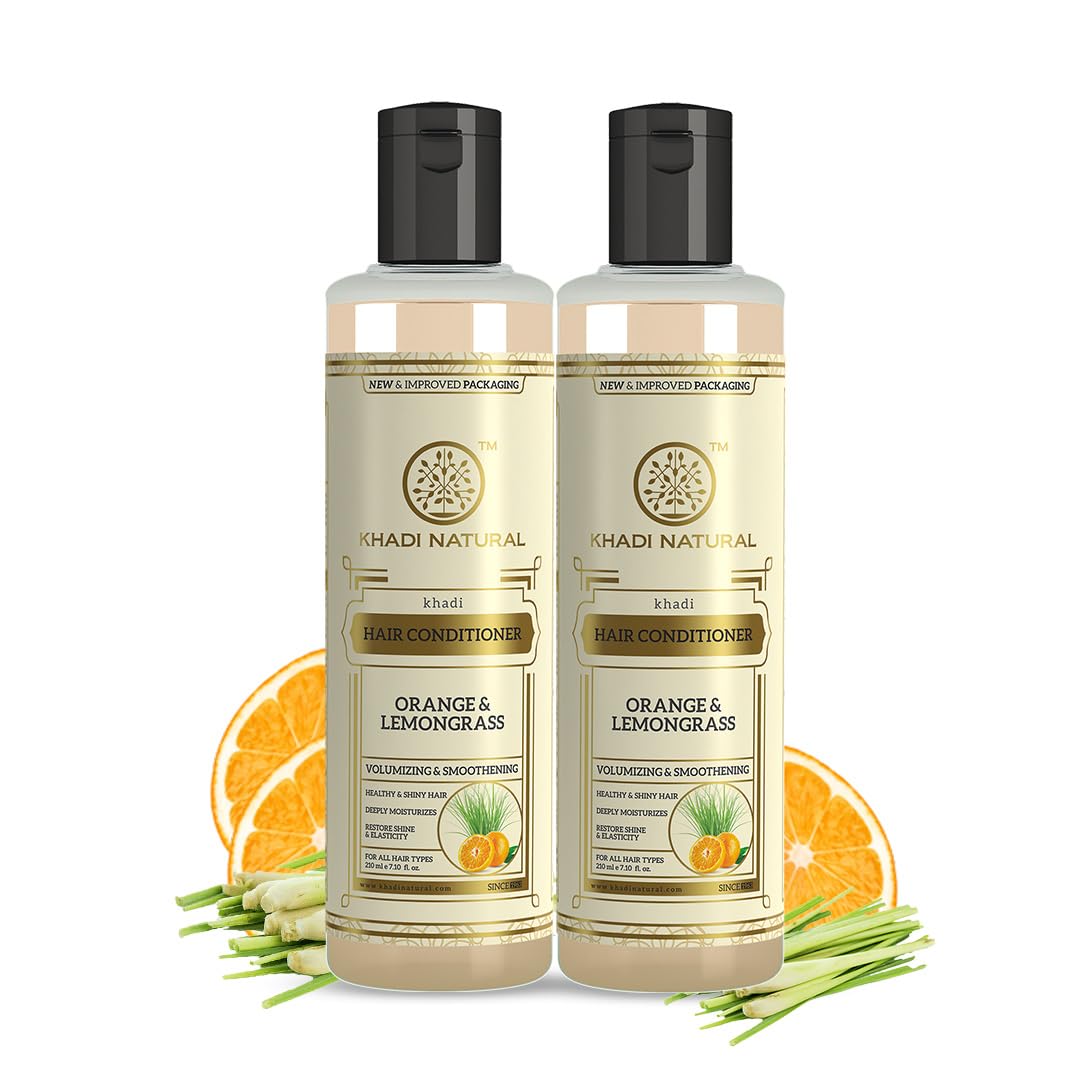 

Khadi Natural Orange & Lemongrass Herbal Hair Conditioner For Frizzy Hair Damage Repair Smooth Manageable Hair Care Pack Of 2X 210 ml