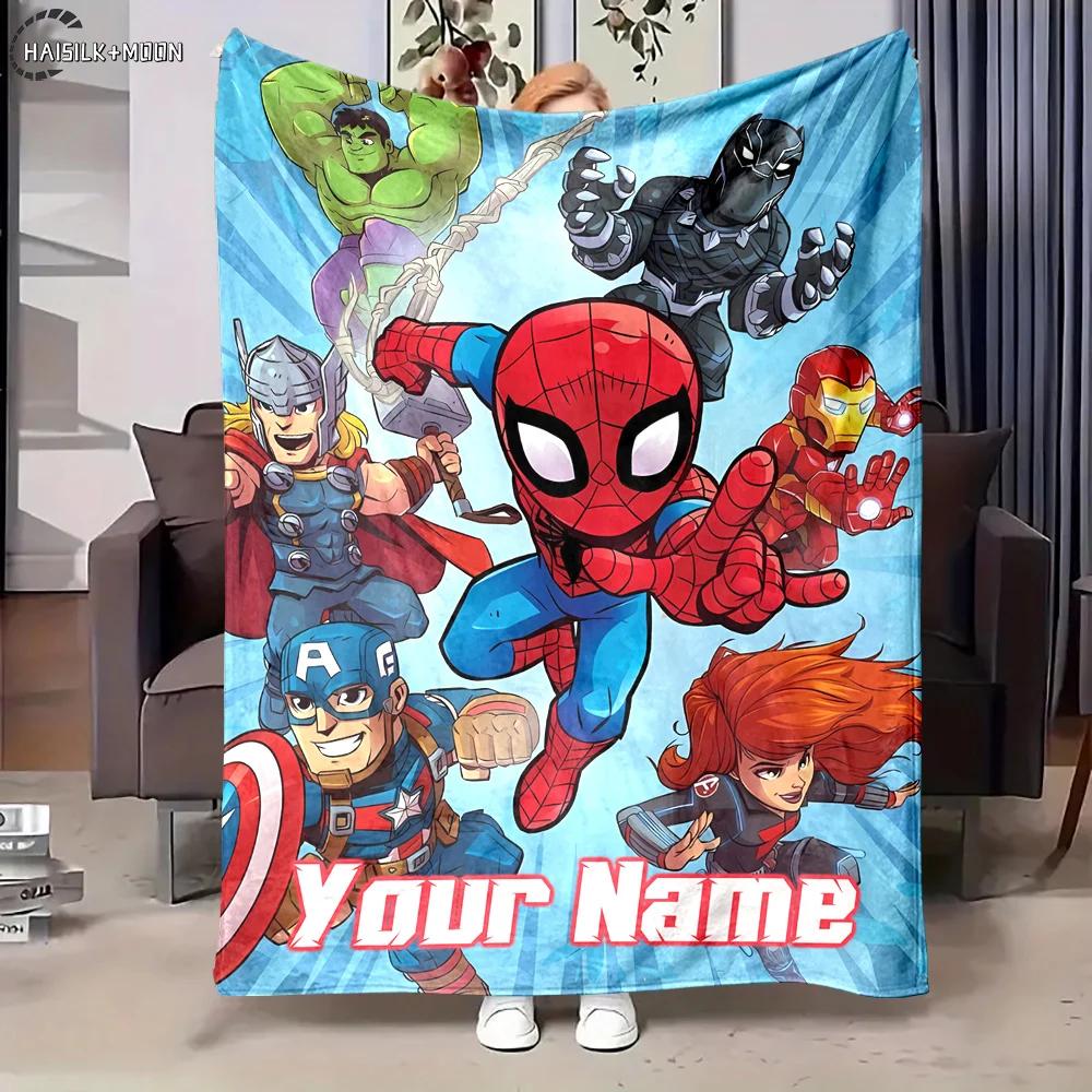 3D Multi-Maat Gepersonaliseerd Deken met Naam Marvel Avenger Print Volwassenen Kinderen Warm Deken Comfortabel Deken Vakantiecadeau