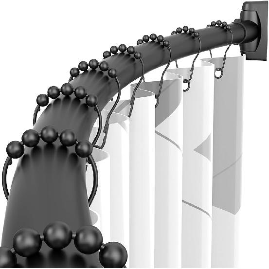 Изогнутый карниз для душа - 43-72 дюйма регулируемый, нержавеющий круглый изогнутый карниз для душа, алюминиевый, изогнутые карнизы для душа для ванной комнаты, нужно чёрный