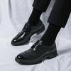 Handmade Mens Wingtip Oxford Shoes Leather Brogue Men's Dress Shoes Classic Men's Block Carved Business Formal Shoes for Men