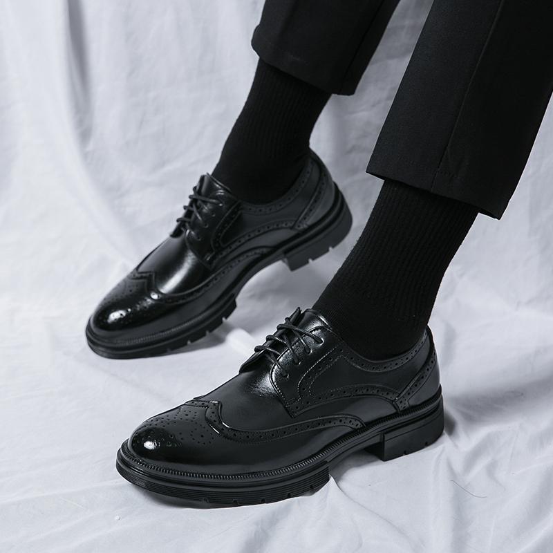 Handmade Mens Wingtip Oxford Shoes Leather Brogue Men's Dress Shoes Classic Men's Block Carved Business Formal Shoes for Men
