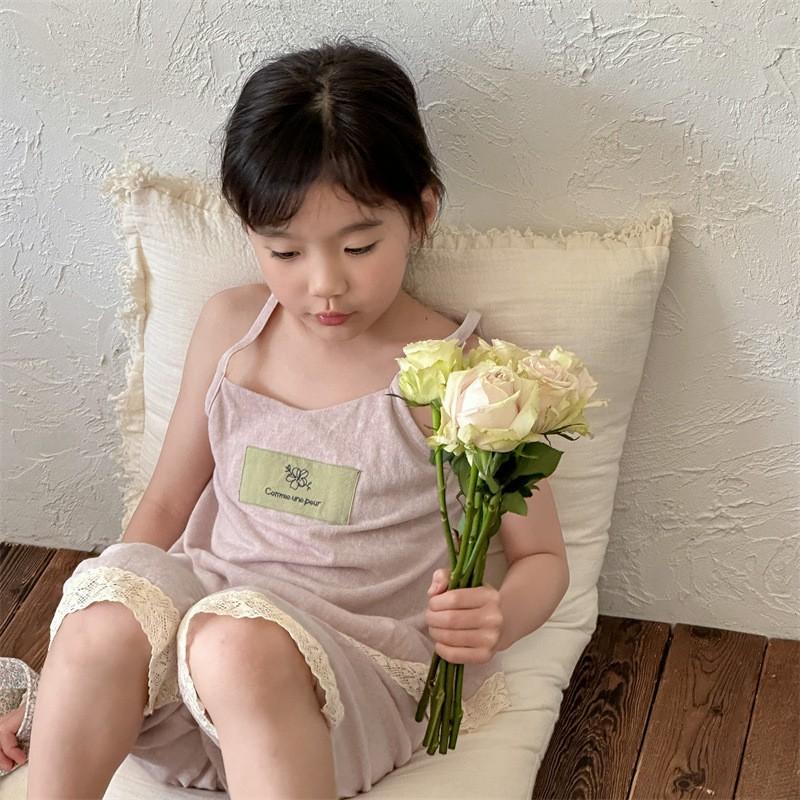 2026 Kids Girls 2-Piece Pajamas Set Sleeveless T-Shirt Shorts Loungewear