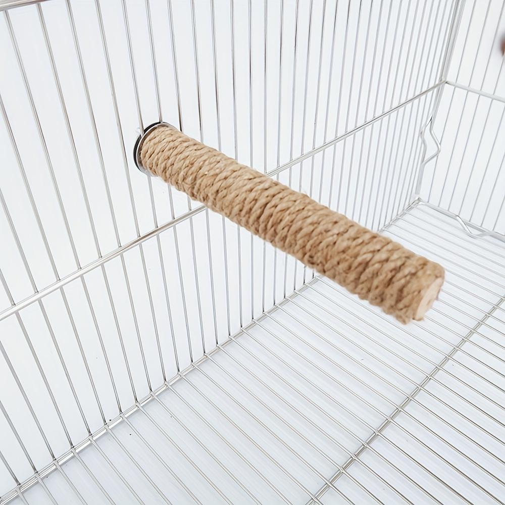 Natural Wood Bird Perch Stand with Hemp Rope for Parrot Cage - Durable Claw Grinding Toy & Comfortable Resting Spot for Parrots and Small Birds