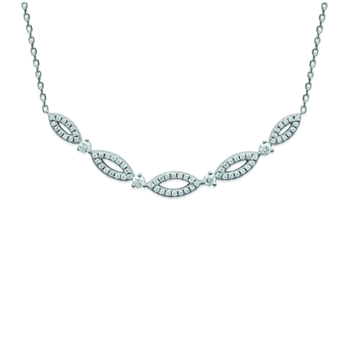 

Les Trésors De Lily [M1105] - Collier Argent Sissi blanc argenté (rhodié) - 30x5 mm