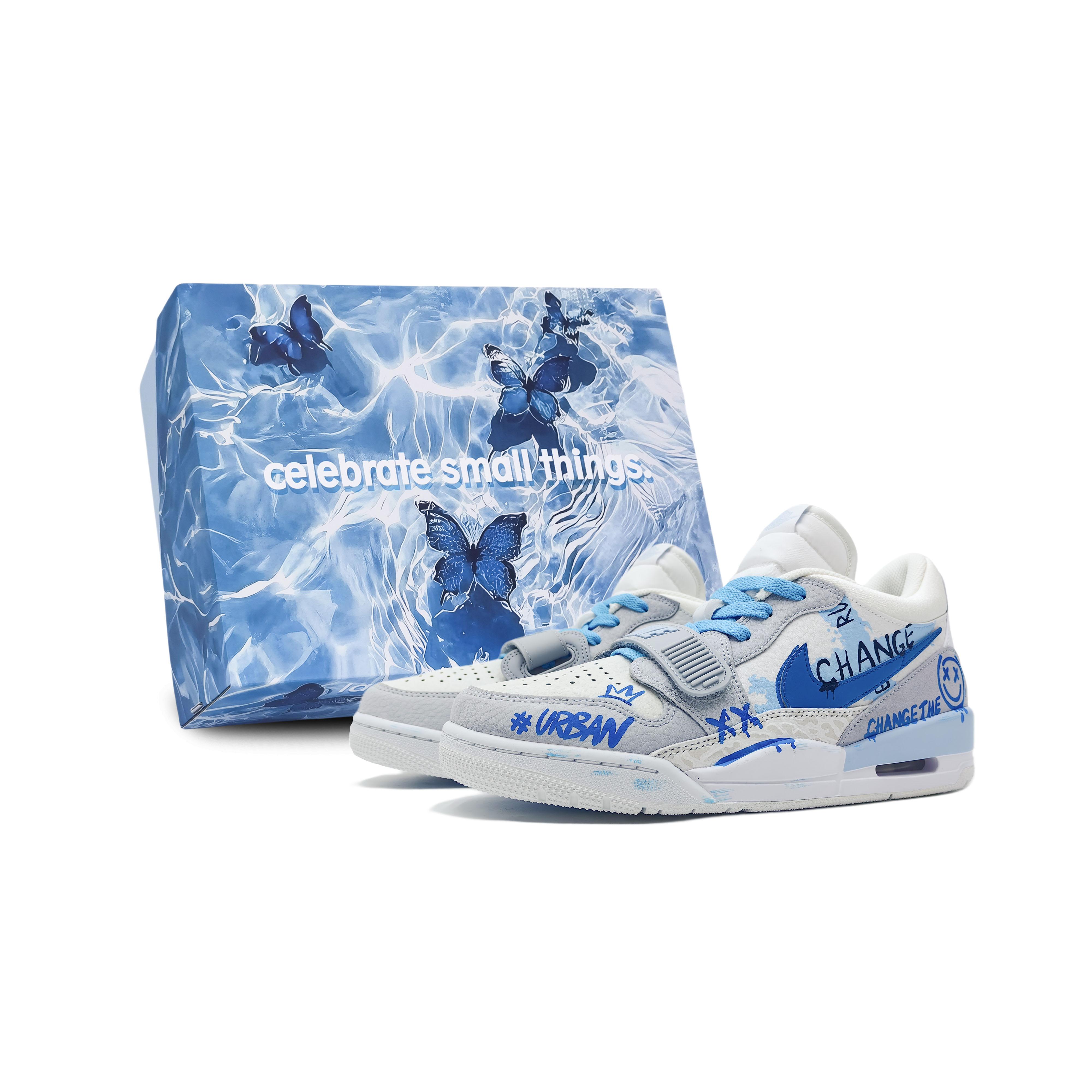 

Jordan Legacy 312 Slip Resistant, Abrasion Resistant, Breathable Low top Vintage Basketball Shoes Men s White Blue Gray HQ1190-101(Team188-S-BOX) 43