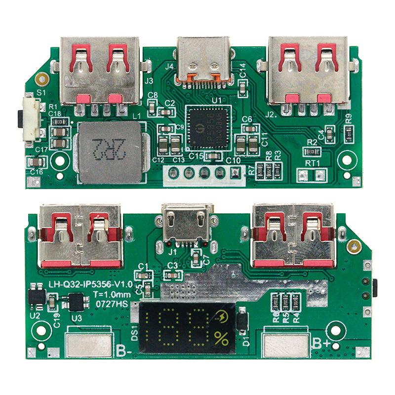 5V 3A Litiumbatteri Digitalt Display Hurtiglading Powerbank Modul Ip5356 Type-C Micro Usb Mobil Strøm Hovedkort