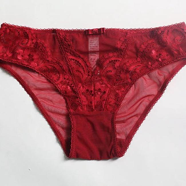 Popular sexy lace women's underwear red ultra-thin see-through low-rise briefs pure cotton crotch bottoms