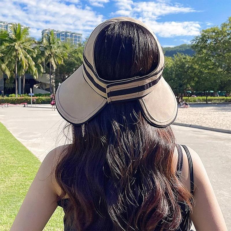 Women'S Summer Hat Female Outdoor Beach Uv Protection Breathable Empty Top Hats Lady Foldable Hollow Scallop Cap