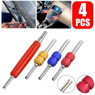 4 Peças Chave de Núcleo de Válvula de Ar Condicionado de Carro Colorida Ferramenta de Instalação de Cabeça Dupla Núcleo de Válvula
