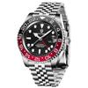 Men's Automatic GMT Diver Watch PD-1662 Japan Movement Waterproof Ceramic Bezel Stainless Steel Band Sapphire Glass Red Black Jubilee