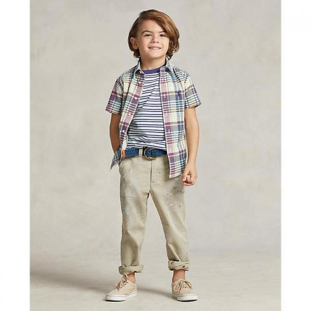 Polo Kids Madras Indigo Cotton Short Sleeve Shirt Cwpowovt6820359999