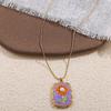 Dripping Oil Stainless Steel Chain Necklace Flower Clavicle Chain Sunflower Enamel Necklace  Women