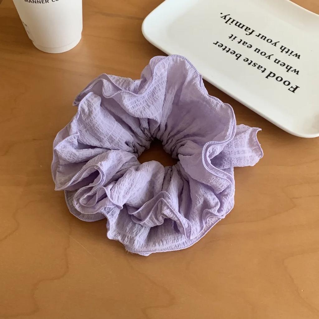 Summer 2026 New Large Pleated Hair Tie Cream Colored Checkered Multi Layered Hair Tie Coiled Hair Ponytail Hair Flower Hair Tie