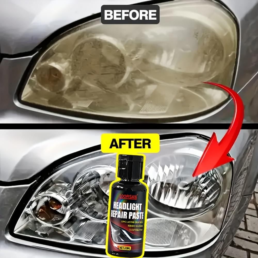Car Headlight Repair Paste - Polishing Agent for Yellowing, Oxidation And Haze of The Lens | Improve Visibility in Bad Weather |