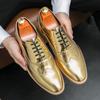 Spring Golden Shiny Men's Leather Shoes Fashion Designer Shoes Baroque Shoes Party Nightclub Designer Soft Sole Casual Flat Shoe